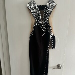 Elegant Black and Silver Embellished Dress